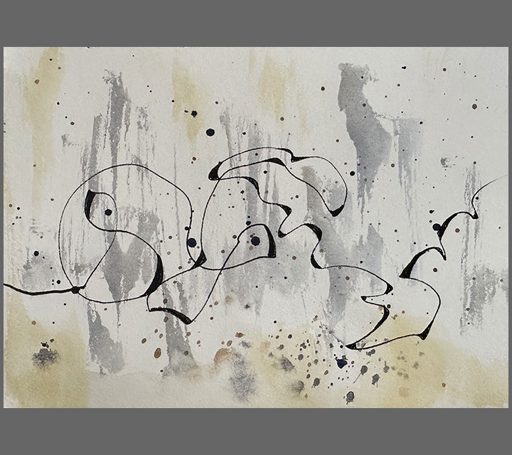 <em>Nosara Beach Walk Series, One</em>, Ink and Watercolor, 4" x 6"