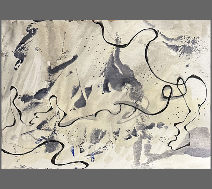 <em>Nosara Beach Walk Series, Print 1</em>, Acrylic and Ink, 4" x 6"